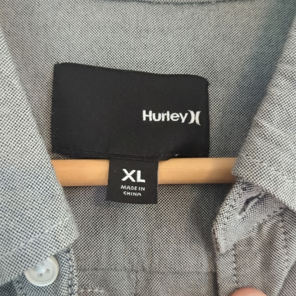 Hurley Shirt Mens XL Grey Long Sleeve Camo Pocket Surfer Casual Cotton Button - Picture 3 of 8